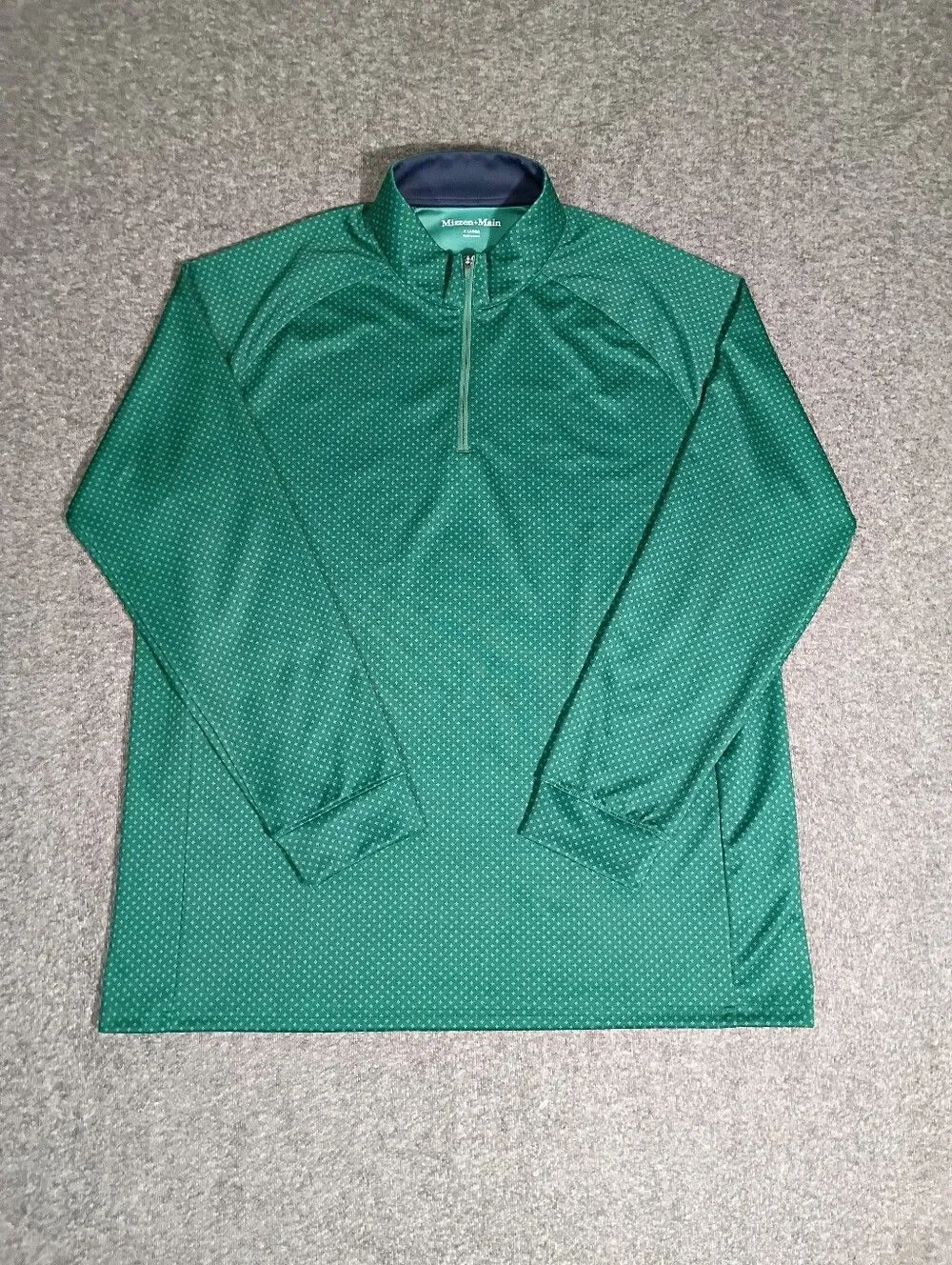 Mizzen+Main Mens Golf 1/4 Zip  Green Pullover XL Stonebriar Country Club Stretch